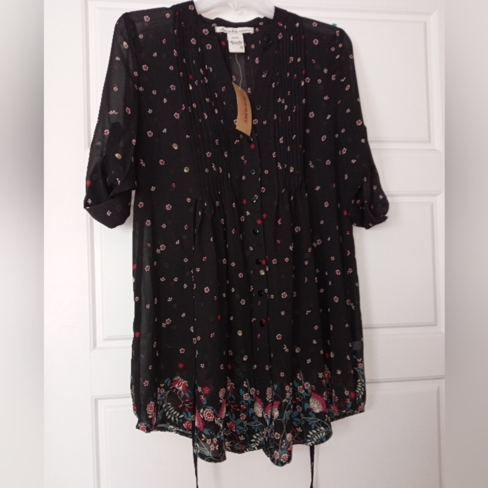 American rag black button down tunic size small